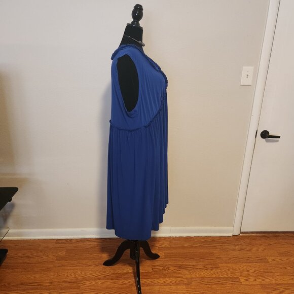 Scarlett Nite Blue Ruffle Trim Dress Plus Size 24W Sleeveless Formal - Picture 2 of 4